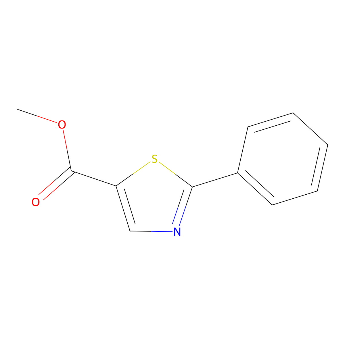 Methyl 2-phenyl-1,3-thiazole-5-carboxylate molecular structure, CAS 172678-68-1