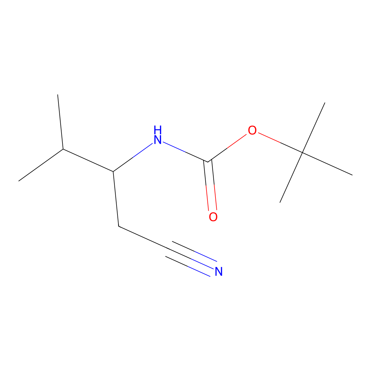 Carbamic acid, [(1R)-1-(cyanomethyl)-2-methylpropyl]-, 1,1-dimethylethyl ester molecular structure, CAS 172695-23-7