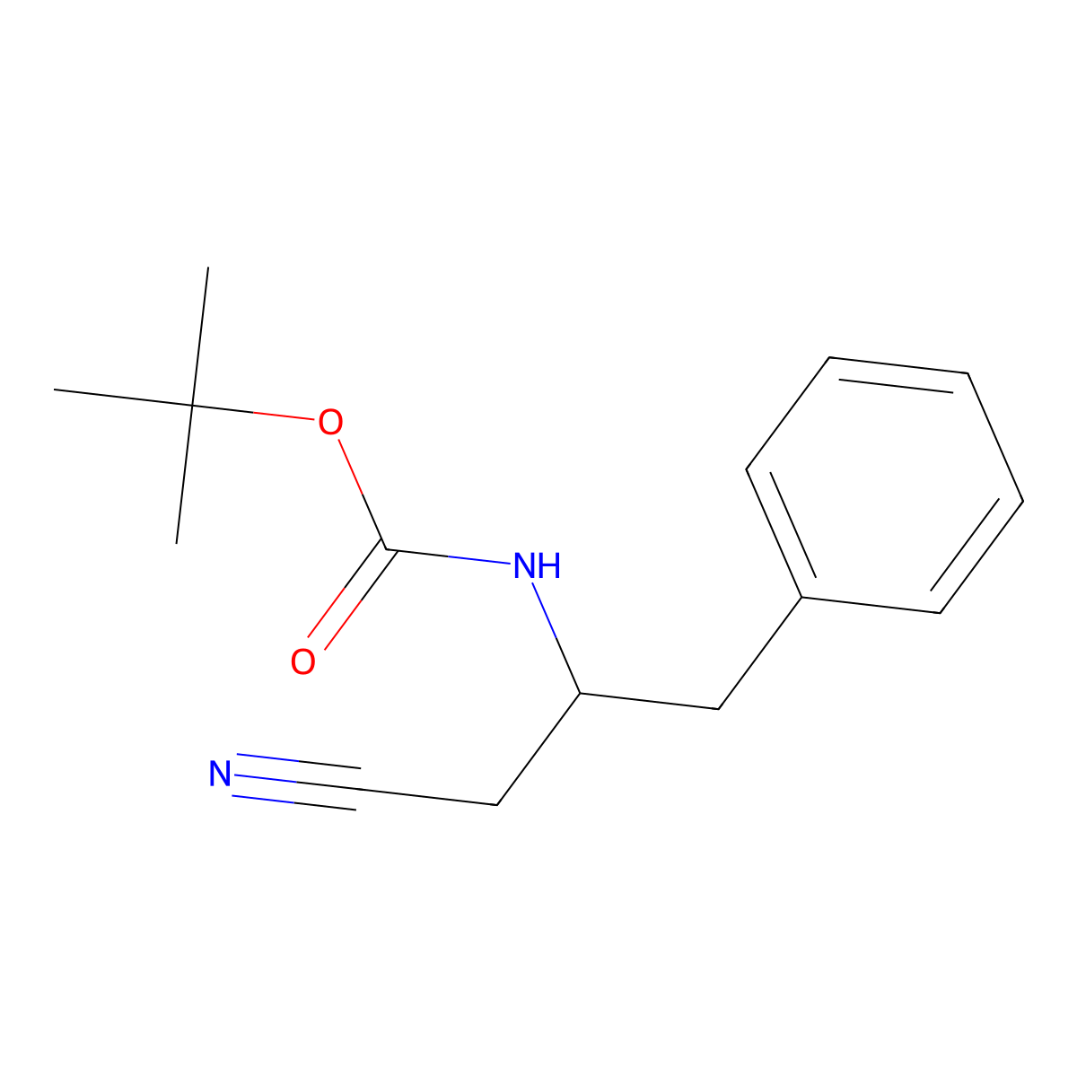 (S)-tert-Butyl (1-cyano-3-phenylpropan-2-yl)carbamate molecular structure, CAS 172695-25-9
