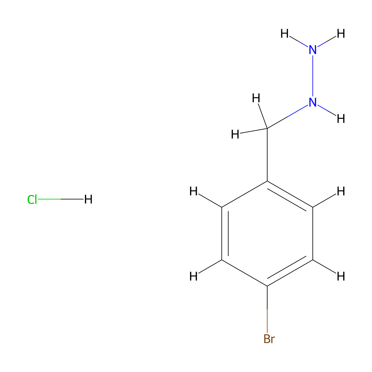((4-Bromophenyl)methyl)hydrazine hydrochloride molecular structure, CAS 1727-08-8