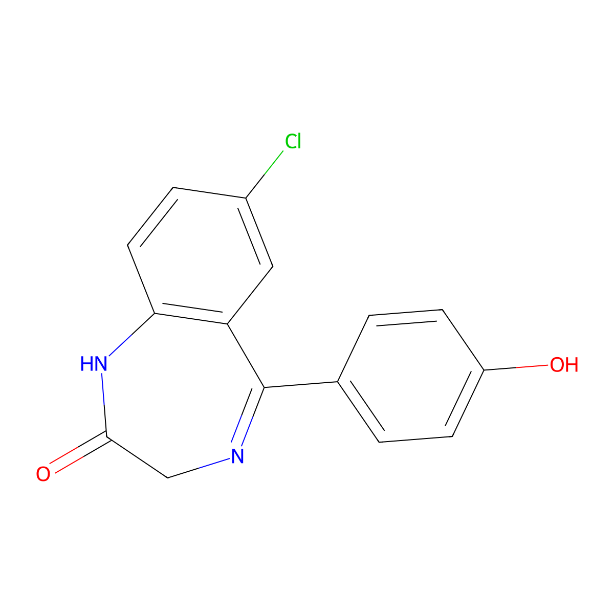4'-Hydroxydesmethyldiazepam molecular structure, CAS 17270-12-1