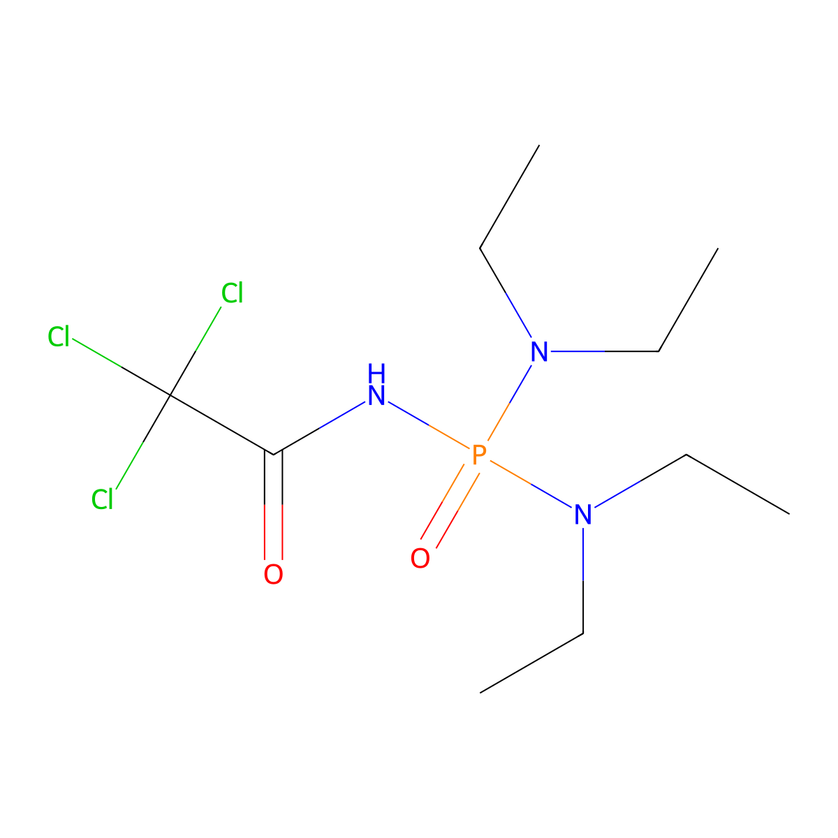 N-(Bis(diethylamino)phosphoryl)-2,2,2-trichloroacetamide molecular structure, CAS 172701-04-1