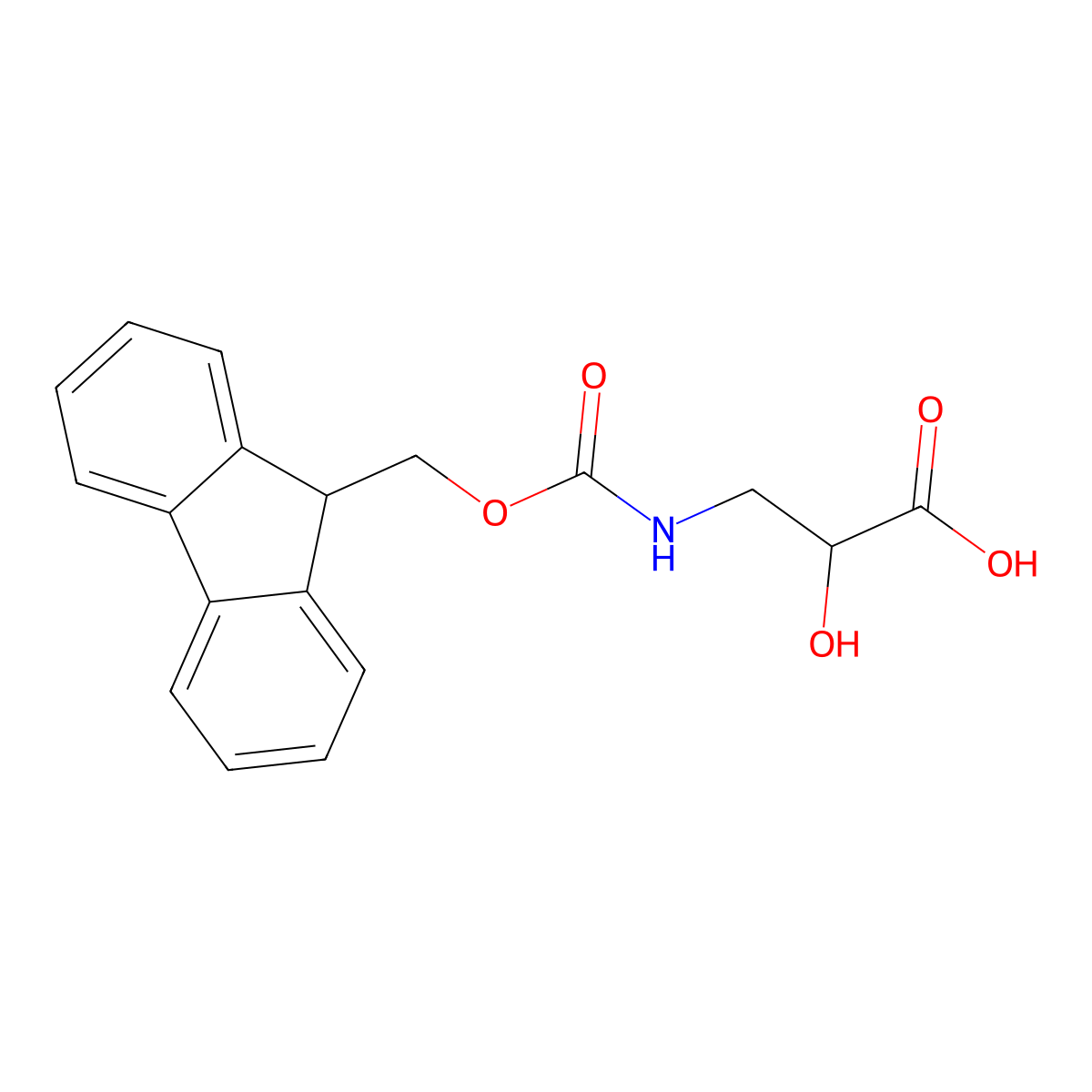 (2S)-3-({[(9H-fluoren-9-yl)methoxy]carbonyl}amino)-2-hydroxypropanoic acid molecular structure, CAS 172721-23-2