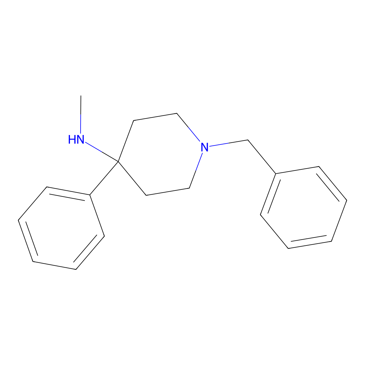 1-benzyl-N-methyl-4-phenylpiperidin-4-amine molecular structure, CAS 172734-03-1