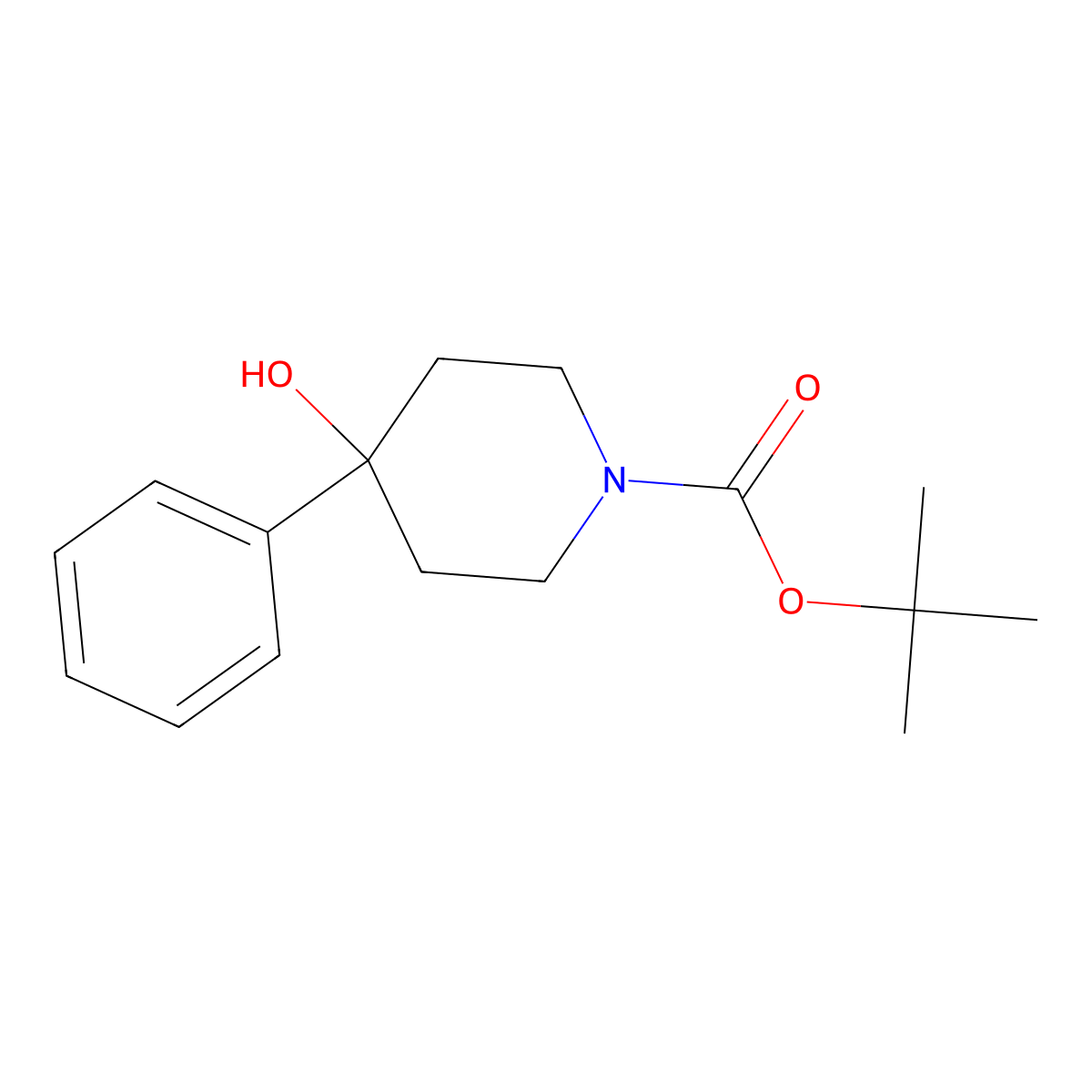 Tert-butyl 4-hydroxy-4-phenylpiperidine-1-carboxylate molecular structure, CAS 172734-33-7