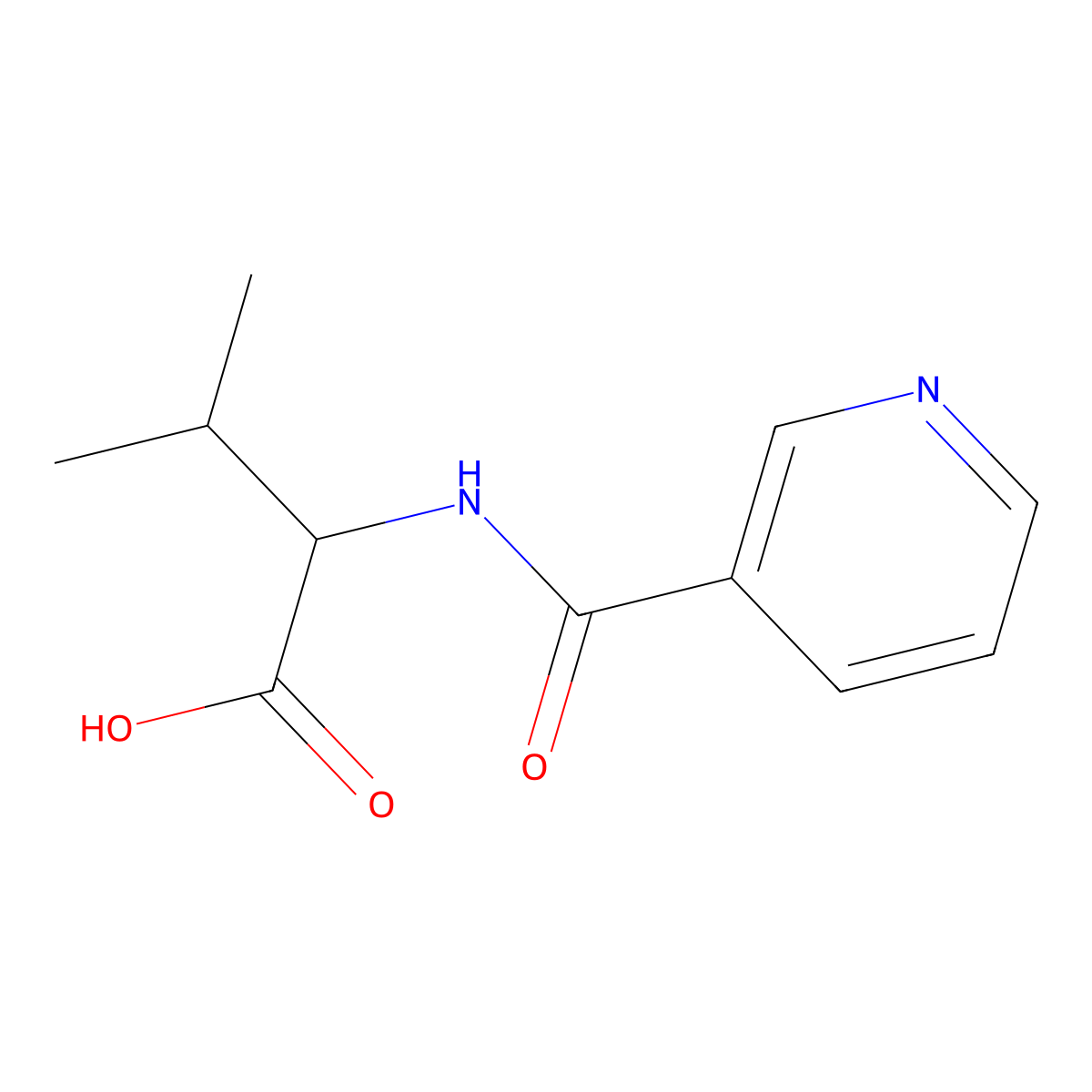 N-(pyridin-3-ylcarbonyl)valine molecular structure, CAS 17274-85-0