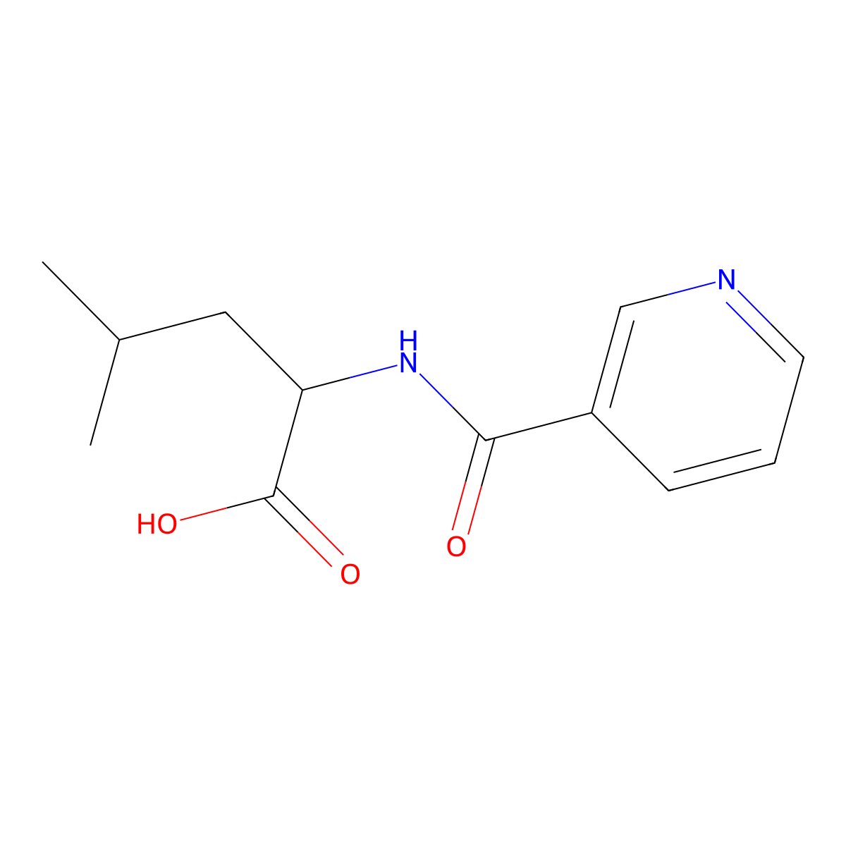 4-Methyl-2-(pyridine-3-carbonylamino)pentanoic acid molecular structure, CAS 17274-87-2