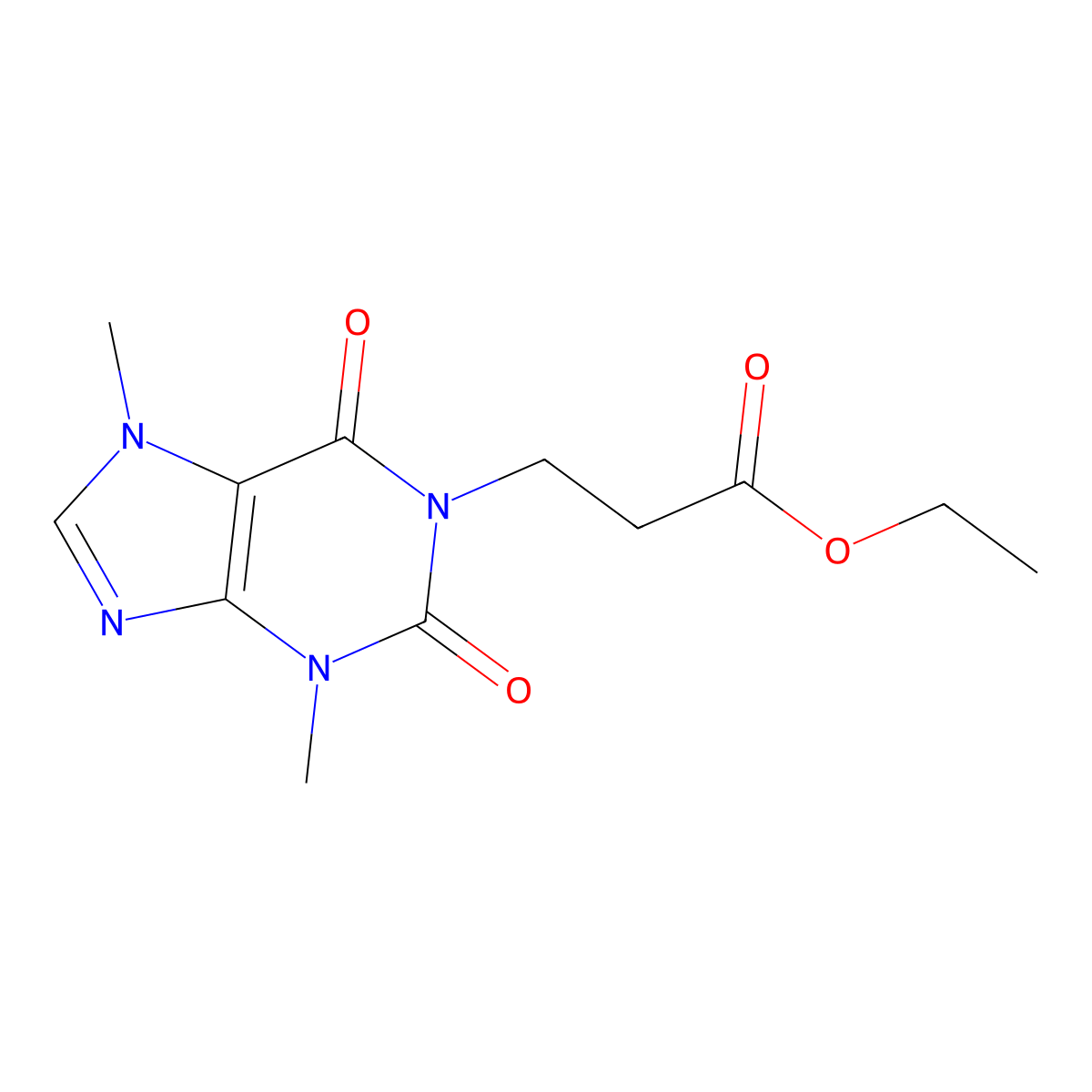 ethyl 3-(3,7-dimethyl-2,6-dioxo-2,3-dihydro-6H-purin-1(7H)-yl)propanoate molecular structure, CAS 172750-81-1