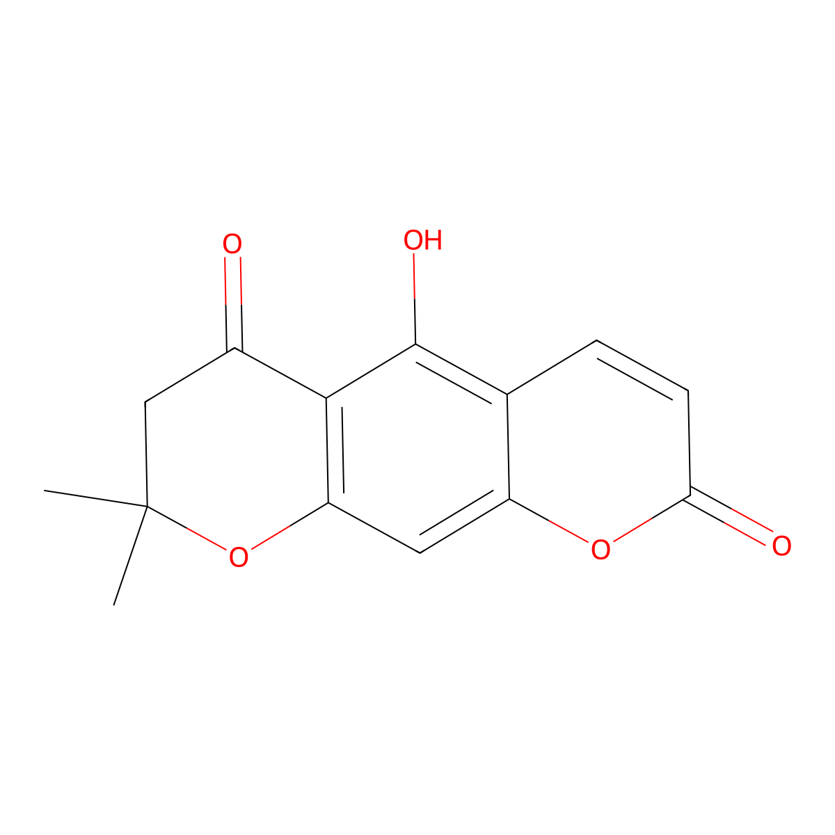5-hydroxy-2,2-dimethyl-3H-pyrano[3,2-g]chromene-4,8-dione molecular structure, CAS 17276-27-6