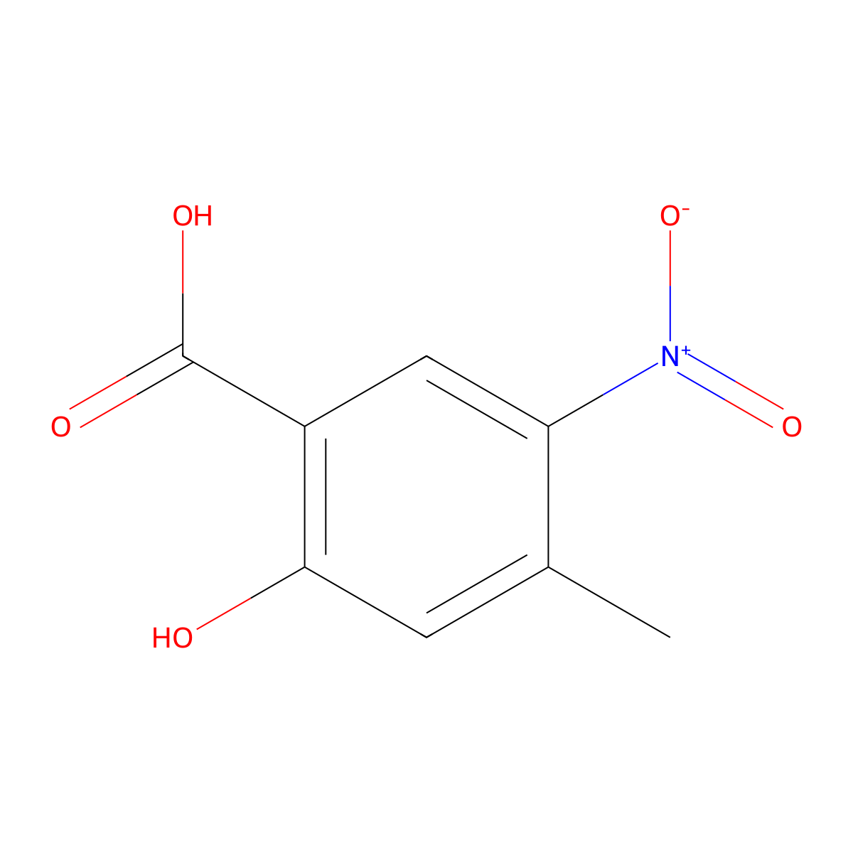 2-Hydroxy-4-methyl-5-nitrobenzoic acid molecular structure, CAS 17276-91-4