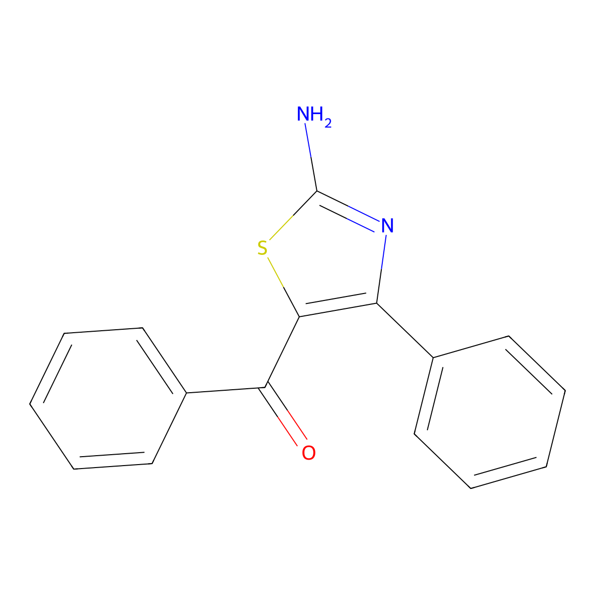 (2-Amino-4-phenyl-1,3-thiazol-5-yl)(phenyl)methanone molecular structure, CAS 17279-56-0