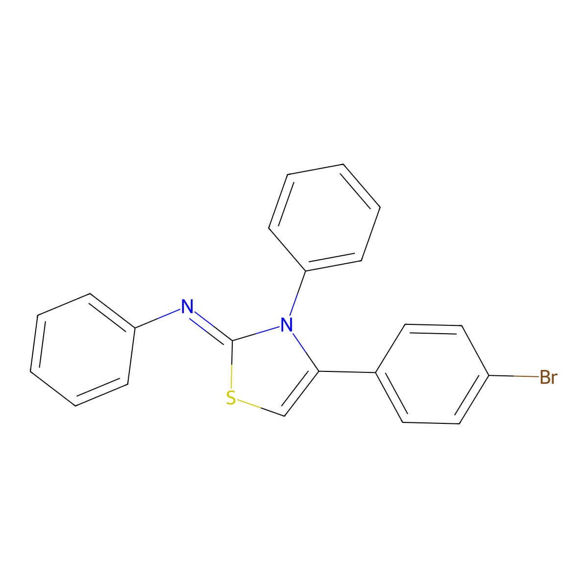 N-[(2E)-4-(4-bromophenyl)-3-phenyl-1,3-thiazol-2(3H)-ylidene]aniline molecular structure, CAS 17279-98-0