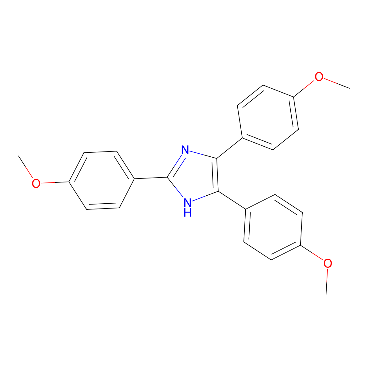 1H-imidazole, 2,4,5-tris(4-methoxyphenyl)- molecular structure, CAS 1728-96-7