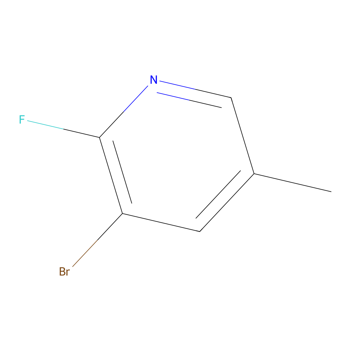 3-Bromo-2-fluoro-5-methylpyridine molecular structure, CAS 17282-01-8