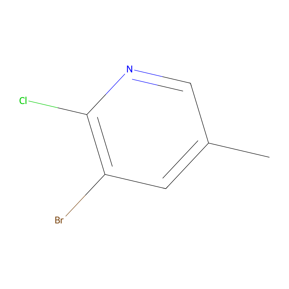 3-Bromo-2-chloro-5-methylpyridine molecular structure, CAS 17282-03-0