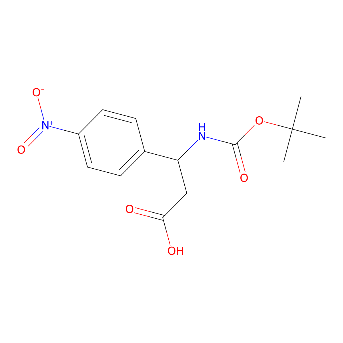 3-Tert-butoxycarbonylamino-3-(4-nitro-phenyl)-propionic acid molecular structure, CAS 172833-36-2