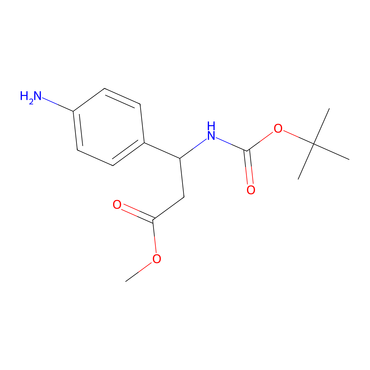 Methyl 3-(4-aminophenyl)-3-{[(tert-butoxy)carbonyl]amino}propanoate molecular structure, CAS 172833-38-4