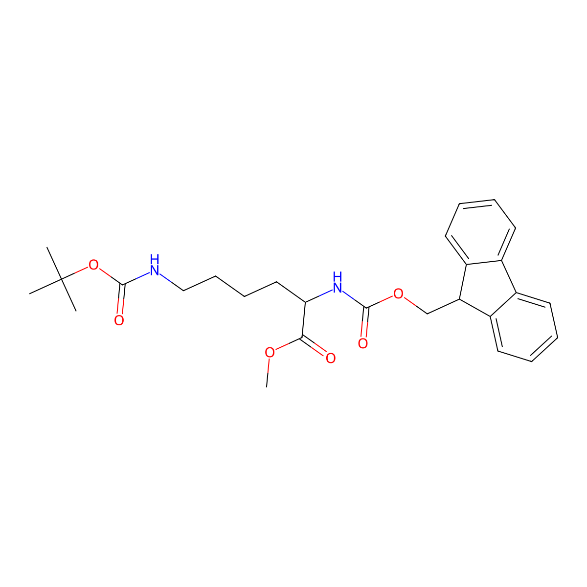 Methyl N~6~-(tert-butoxycarbonyl)-N~2~-{[(9H-fluoren-9-yl)methoxy]carbonyl}lysinate molecular structure, CAS 172846-51-4