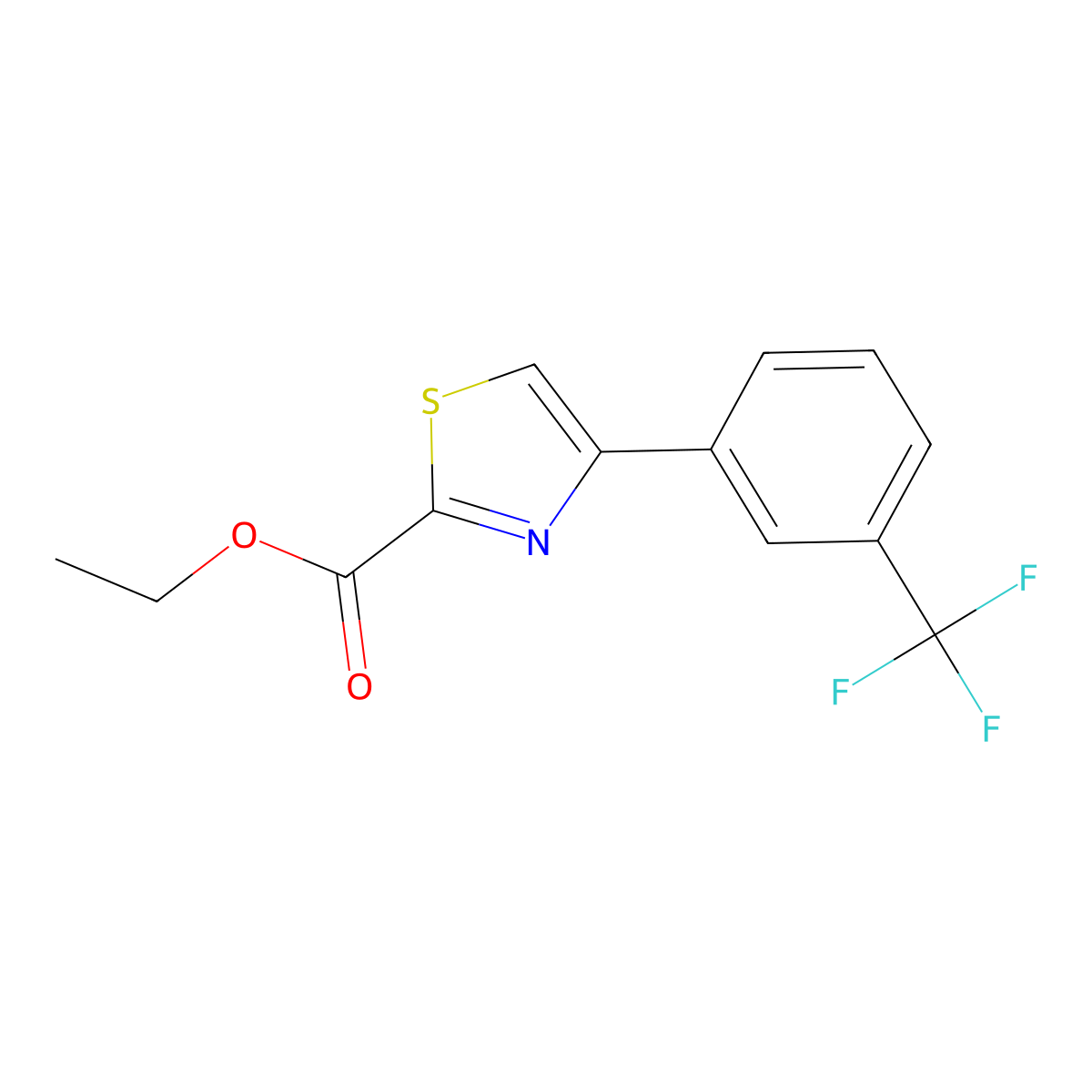 Ethyl 4-[3-(trifluoromethyl)phenyl]-1,3-thiazole-2-carboxylate molecular structure, CAS 172848-59-8