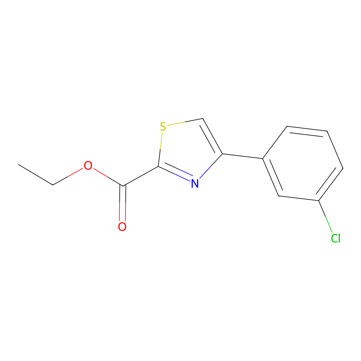Ethyl 4-(3-chlorophenyl)-1,3-thiazole-2-carboxylate molecular structure, CAS 172848-61-2