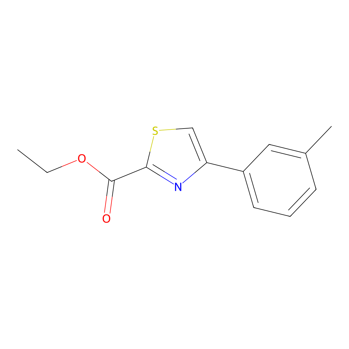 Ethyl 4-(3-methylphenyl)-2-thiazolecarboxylate molecular structure, CAS 172848-62-3