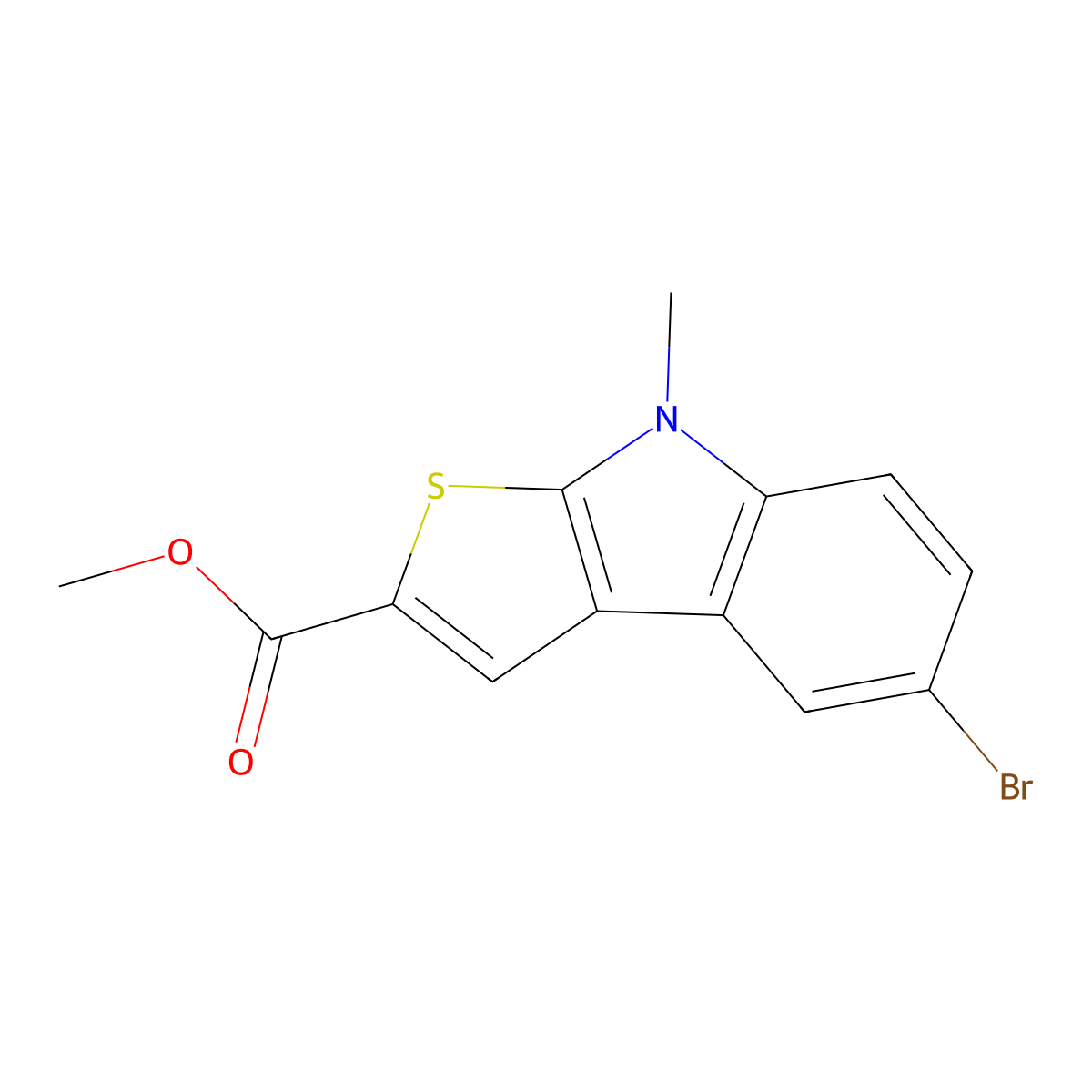 methyl 5-bromo-8-methyl-8H-thieno[2,3-b]indole-2-carboxylate molecular structure, CAS 172869-73-7