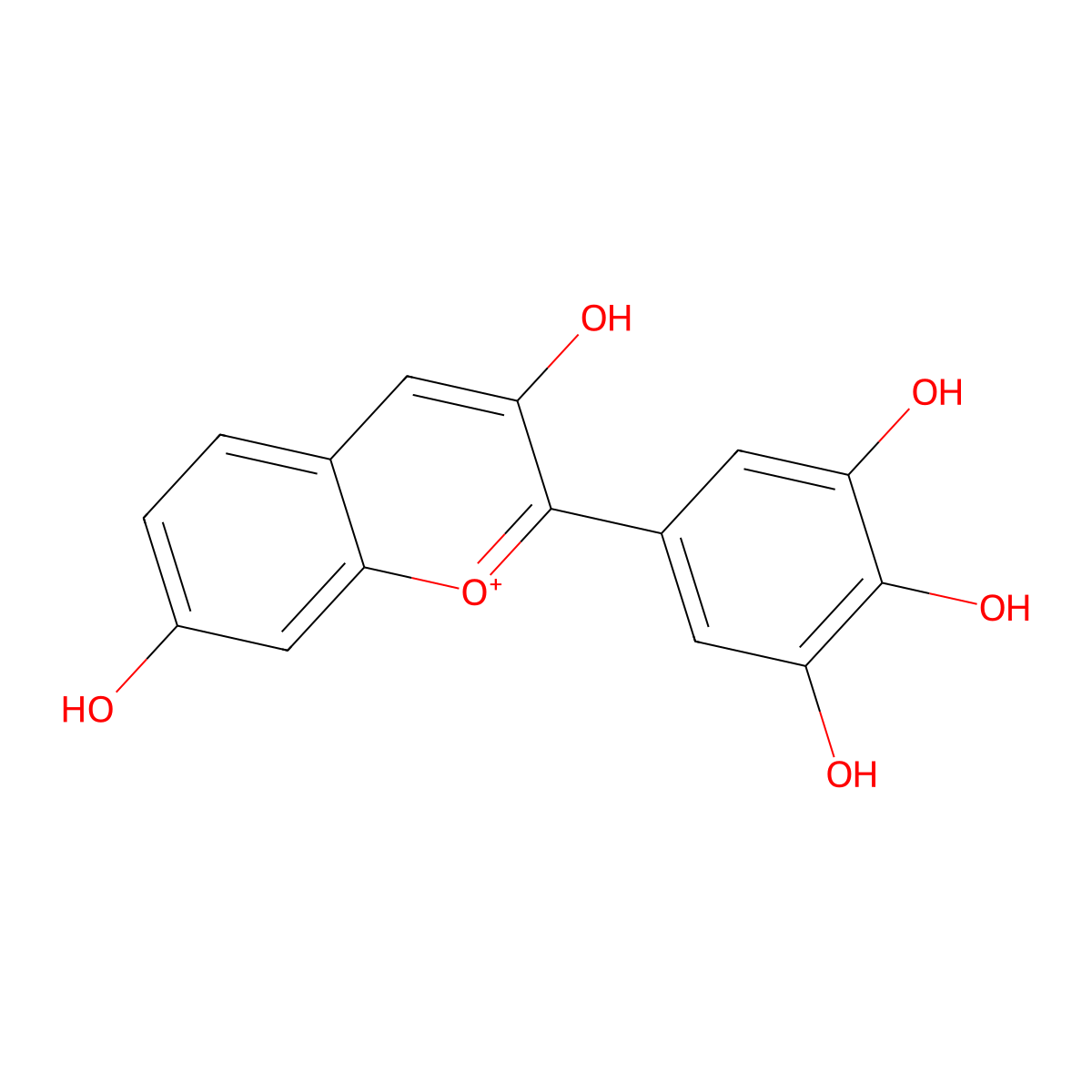 3,3',4',5',7-Pentahydroxyflavylium molecular structure, CAS 172874-69-0