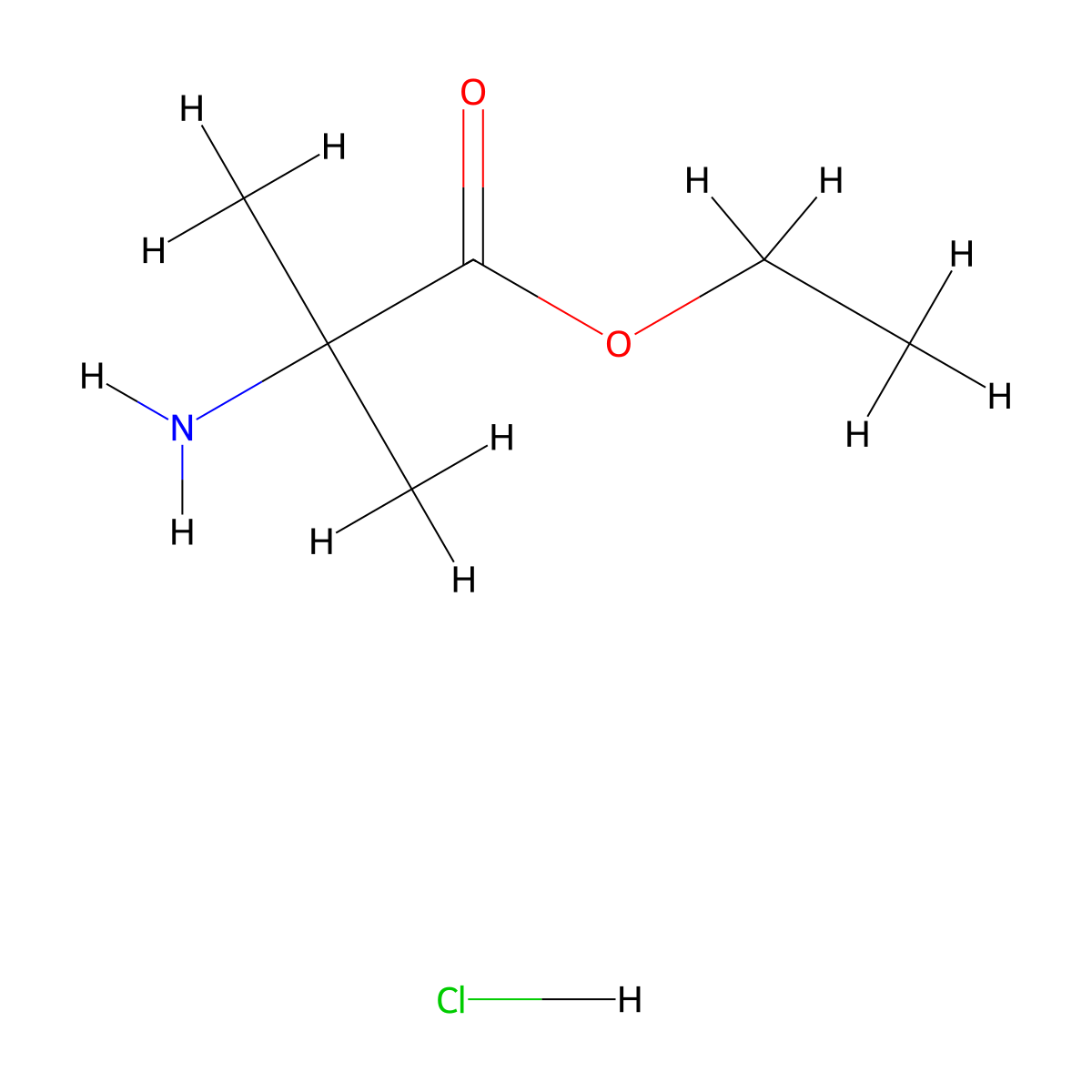 Ethyl 2-amino-2-methylpropanoate hydrochloride molecular structure, CAS 17288-15-2