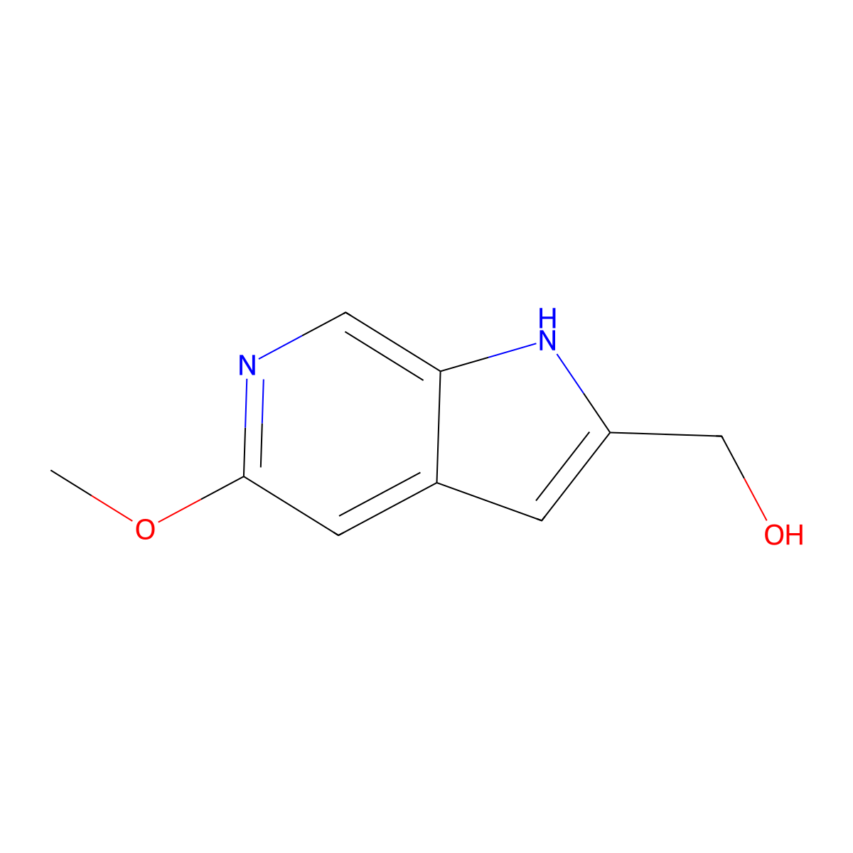 (5-Methoxy-1H-pyrrolo[2,3-c]pyridin-2-yl)methanol molecular structure, CAS 17288-43-6