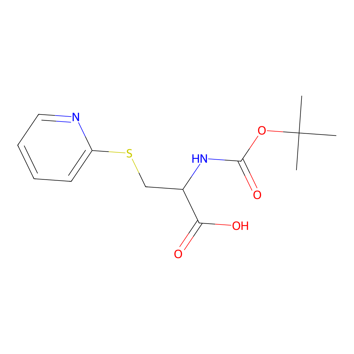 D-Cysteine, N-[(1,1-dimethylethoxy)carbonyl]-S-2-pyridinyl- molecular structure, CAS 172882-67-6