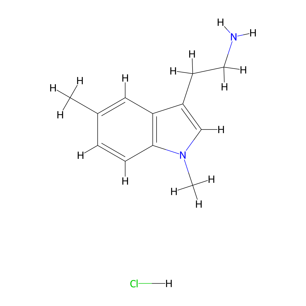2-(1,5-dimethyl-1H-indol-3-yl)ethan-1-amine hydrochloride molecular structure, CAS 172896-29-6