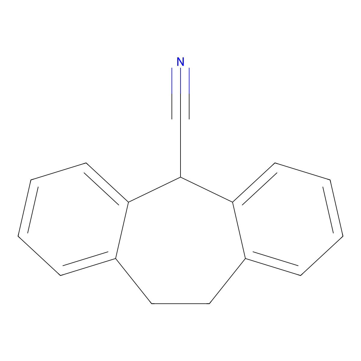 10,11-dihydro-5H-dibenzo[a,d]cycloheptene-5-carbonitrile molecular structure, CAS 1729-63-1