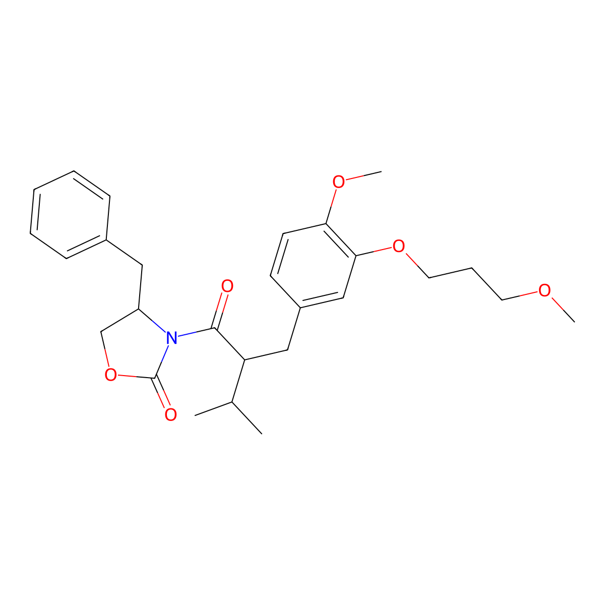 (R)-4-benzyl-3-((R)-2-(4-methoxy-3-(3-methoxypropoxy)benzyl)-3-methylbutanoyl)oxazolidin-2-one molecular structure, CAS 172900-72-0