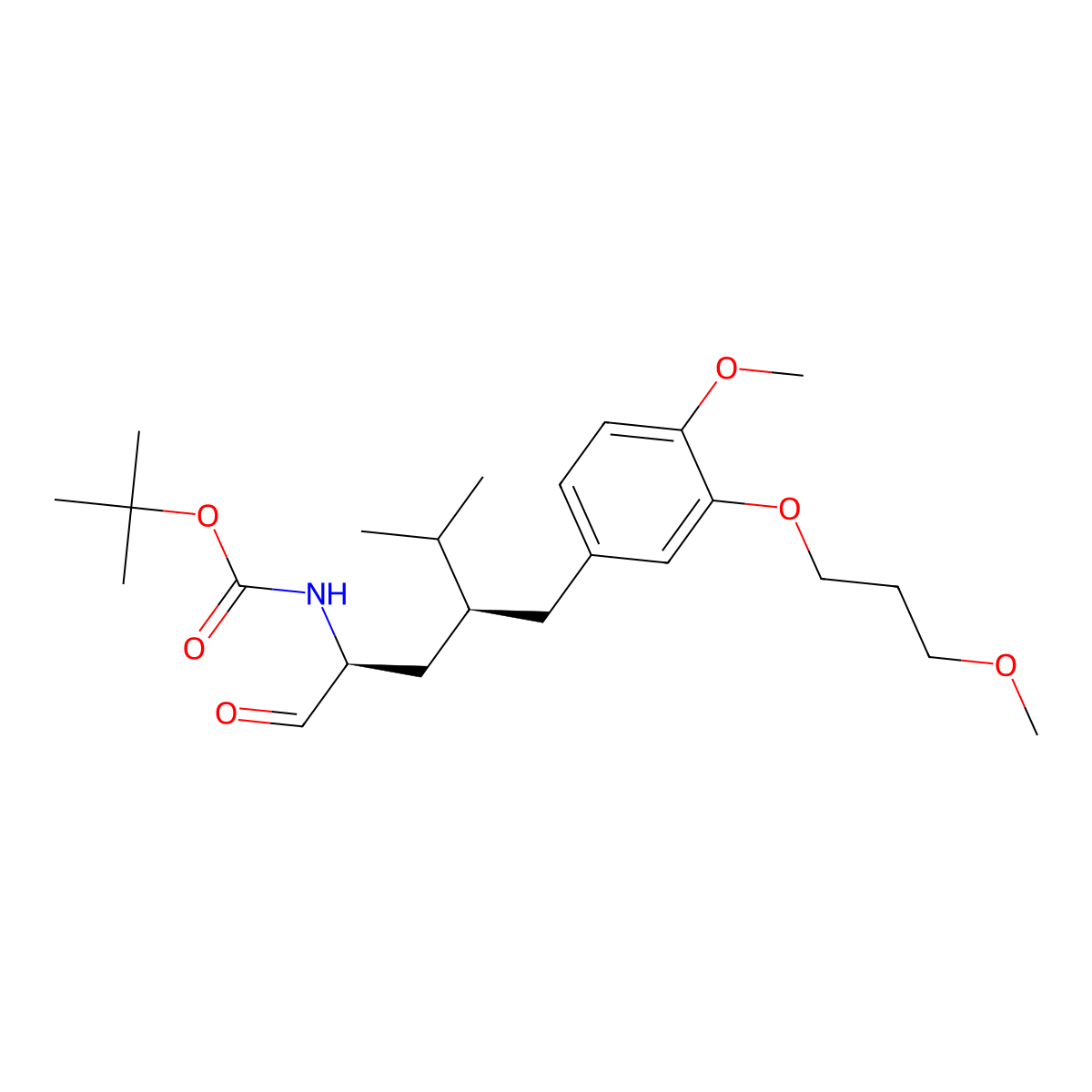 tert-Butyl ((2S,4S)-4-(4-methoxy-3-(3-methoxypropoxy)benzyl)-5-methyl-1-oxohexan-2-yl)carbamate molecular structure, CAS 172900-83-3