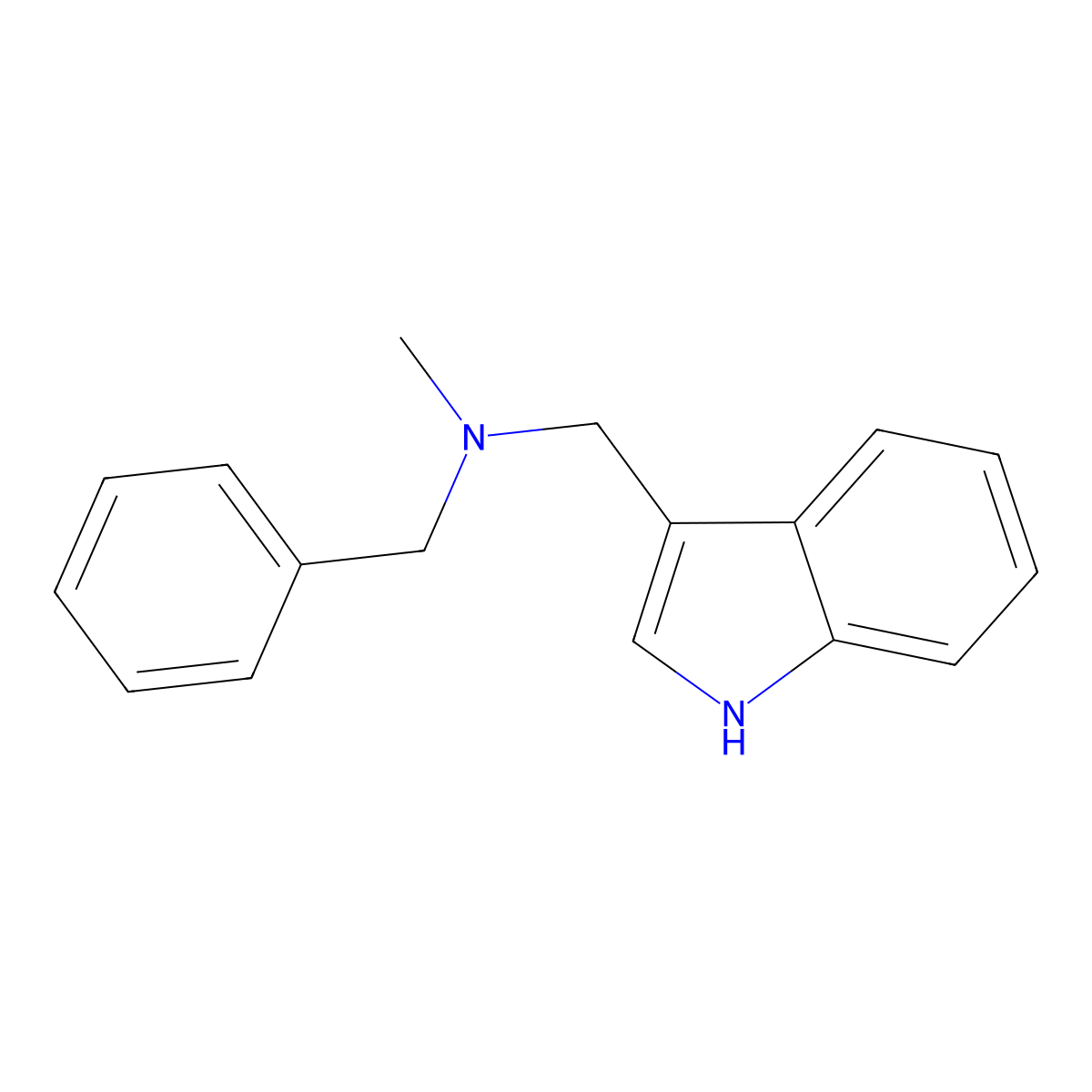 N-(1H-indol-3-ylmethyl)-N-methyl-1-phenylmethanamine molecular structure, CAS 172904-83-5