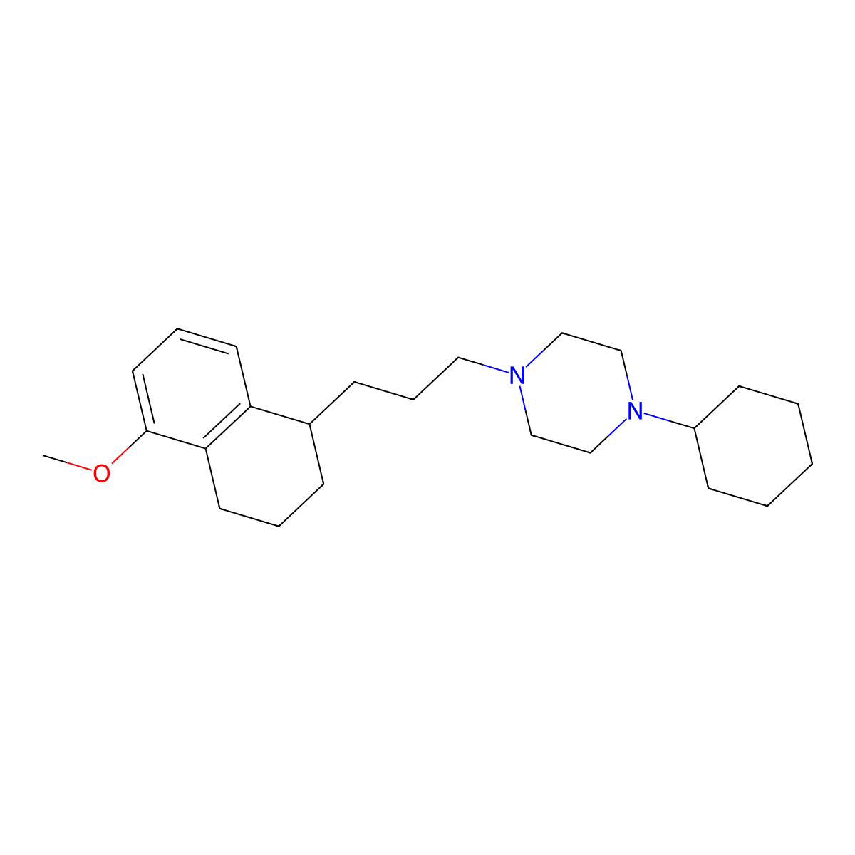 1-Cyclohexyl-4-(3-(5-methoxy-1,2,3,4-tetrahydro-naphthalen-1-yl)-propyl)-piperazine molecular structure, CAS 172906-90-0