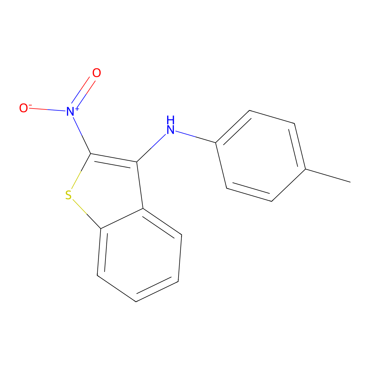 Benzo(b)thiophen-3-amine, N-(4-methylphenyl)-2-nitro- molecular structure, CAS 172914-24-8