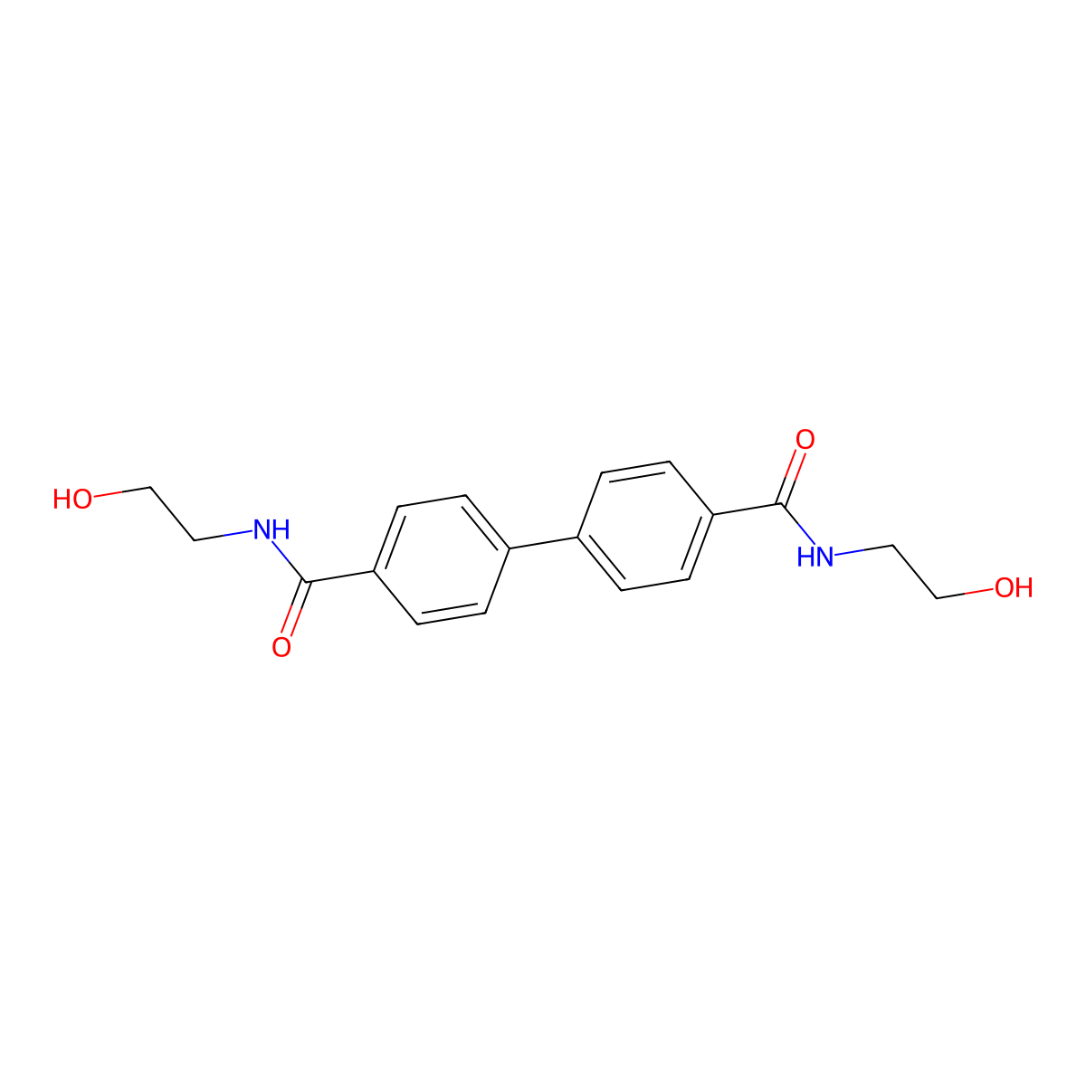 N4,N4'-Bis(2-hydroxyethyl)-[1,1'-biphenyl]-4,4'-dicarboxamide molecular structure, CAS 172919-36-7