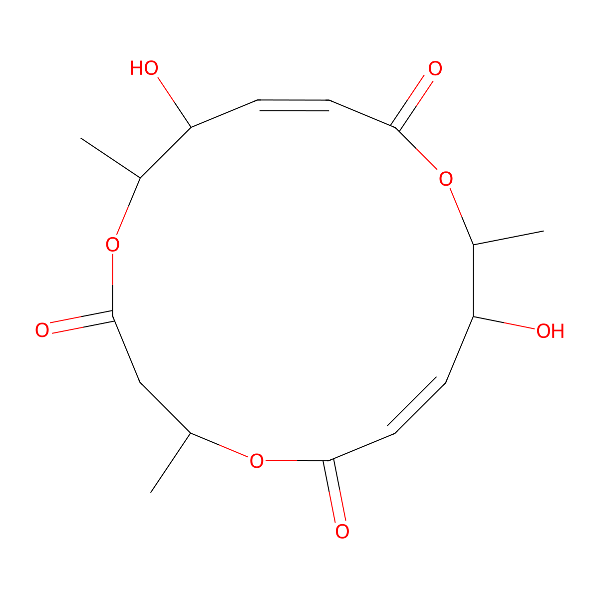 (4S,9R,10S,15R,16S)-9,15-Dihydroxy-4,10,16-trimethyl-1,5,11-trioxacyclohexadeca-7,13-diene-2,6,12-trione molecular structure, CAS 172923-77-2