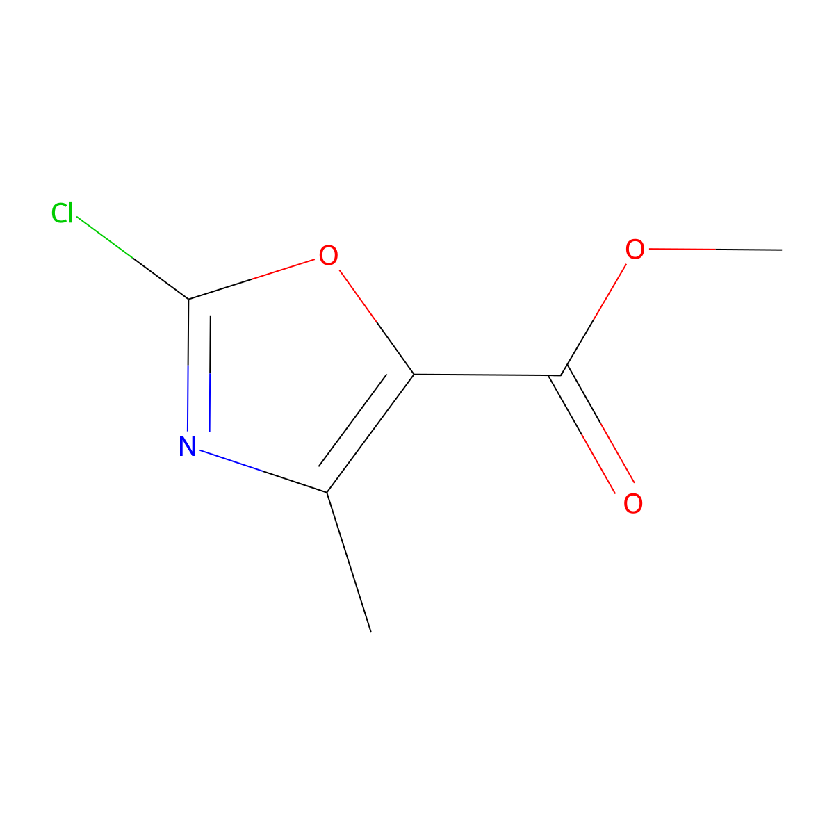 Methyl 2-chloro-4-methyl-1,3-oxazole-5-carboxylate molecular structure, CAS 172935-86-3