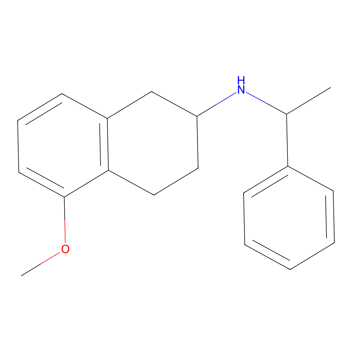 2-Naphthalenamine, 1,2,3,4-tetrahydro-5-methoxy-N-(1-phenylethyl)- molecular structure, CAS 172937-92-7