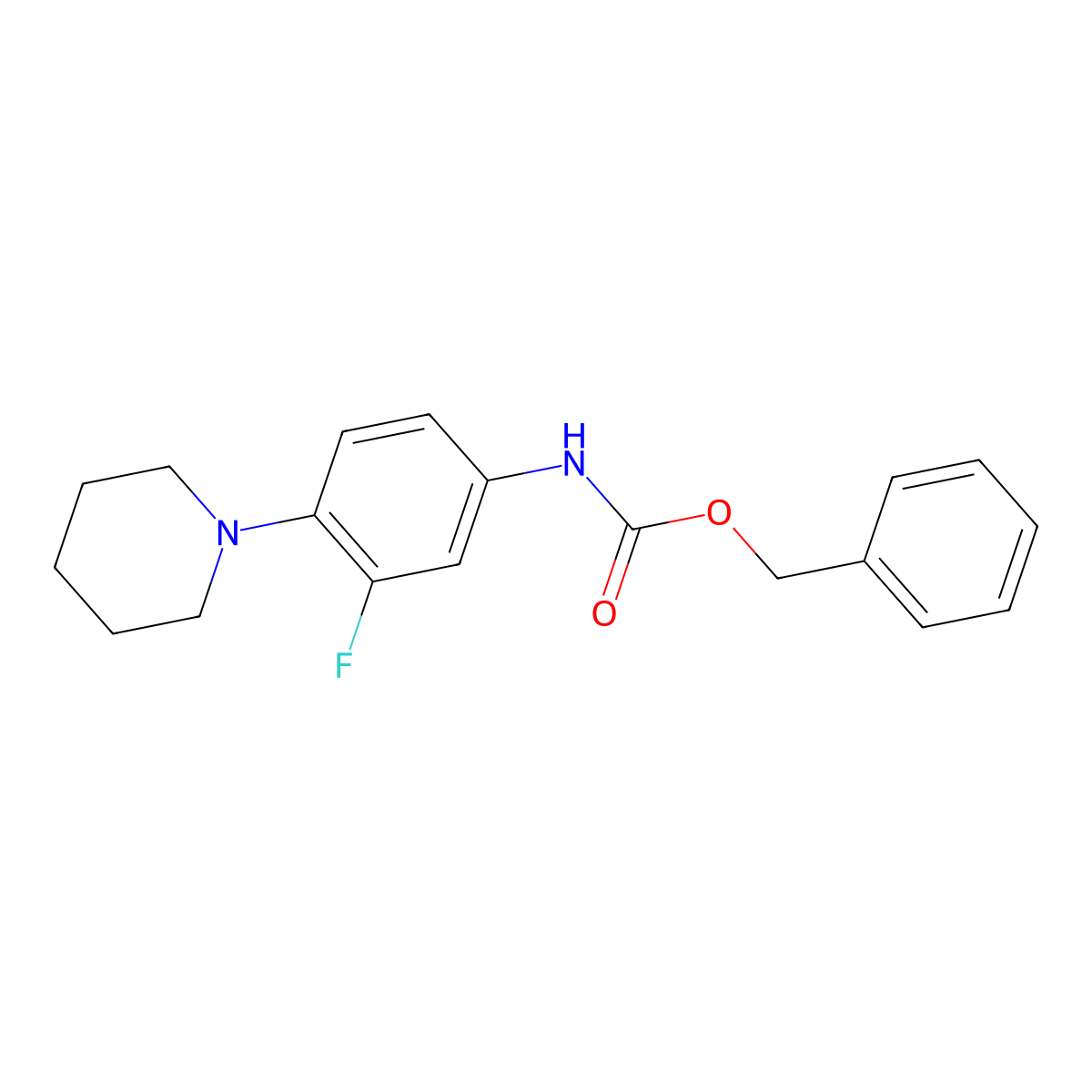 Benzyl (3-fluoro-4-(piperidin-1-yl)phenyl)carbamate molecular structure, CAS 172967-05-4