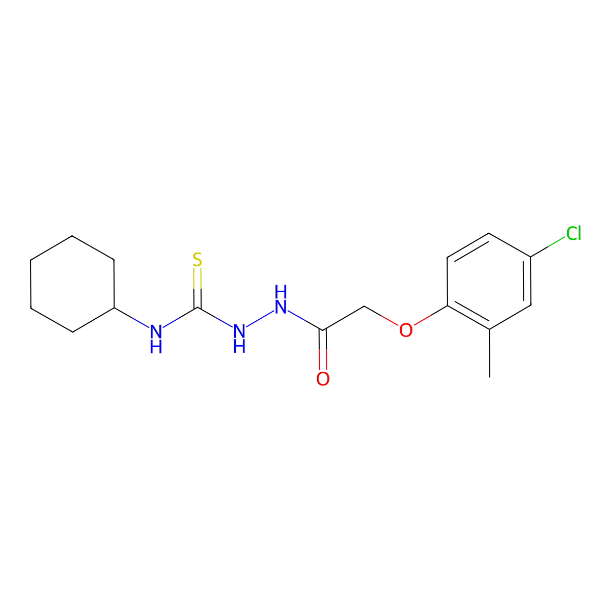 2-(4-chloro-2-methylphenoxy)-N-[(cyclohexylcarbamothioyl)amino]acetamide molecular structure, CAS 172968-00-2