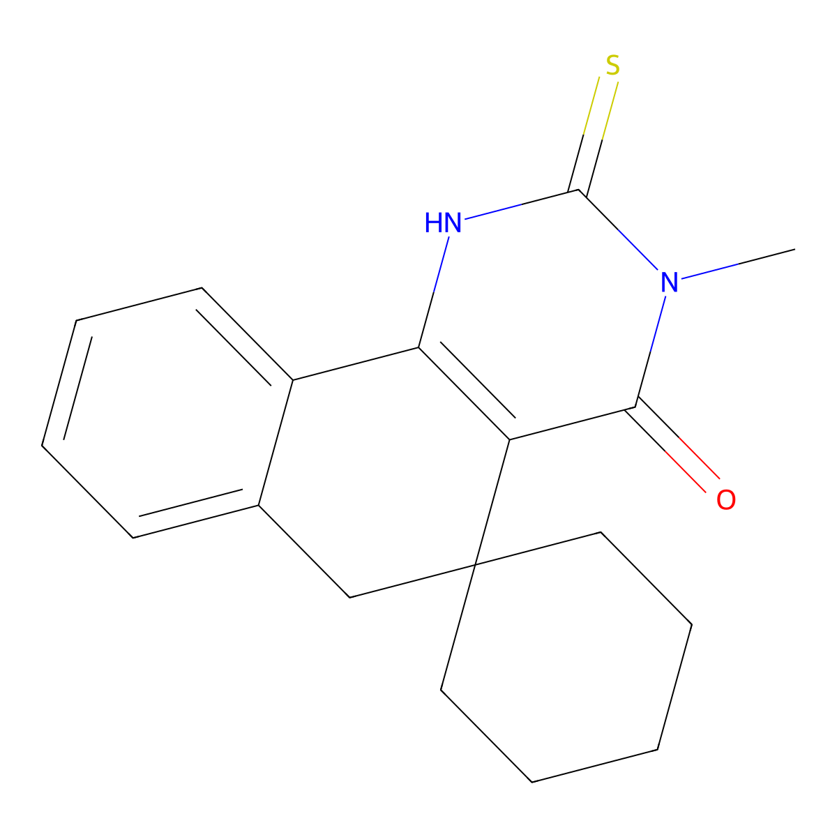 3-Methyl-2-sulfanylidenespiro[1,6-dihydrobenzo[h]quinazoline-5,1'-cyclohexane]-4-one molecular structure, CAS 172984-33-7