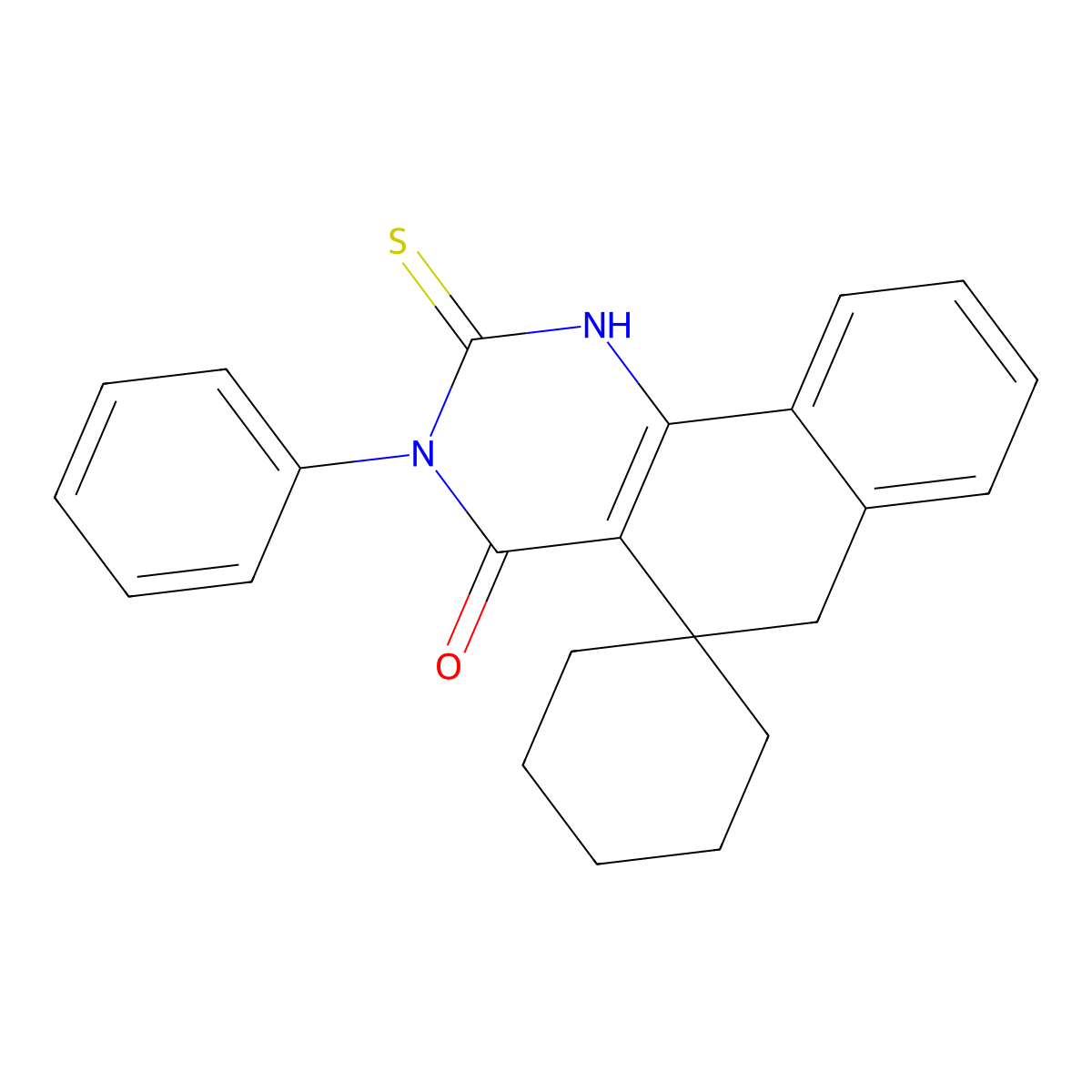 3-Phenyl-2-sulfanylidenespiro[1,6-dihydrobenzo[h]quinazoline-5,1'-cyclohexane]-4-one molecular structure, CAS 172984-34-8