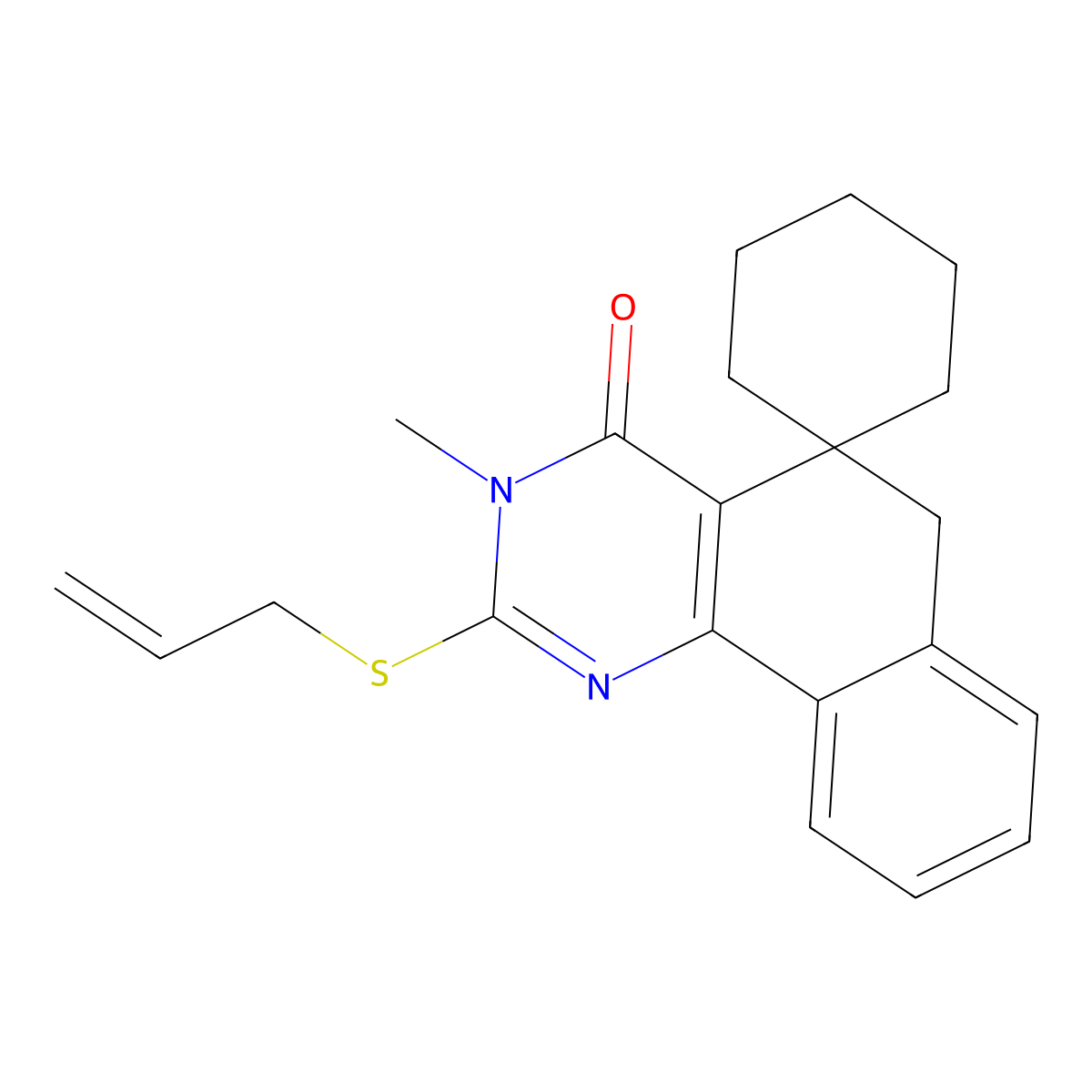 Spiro(benzo(h)quinazoline-5(3H),1'-cyclohexan)-4(6H)-one, 3-methyl-2-(2-propenylthio)- molecular structure, CAS 172984-37-1