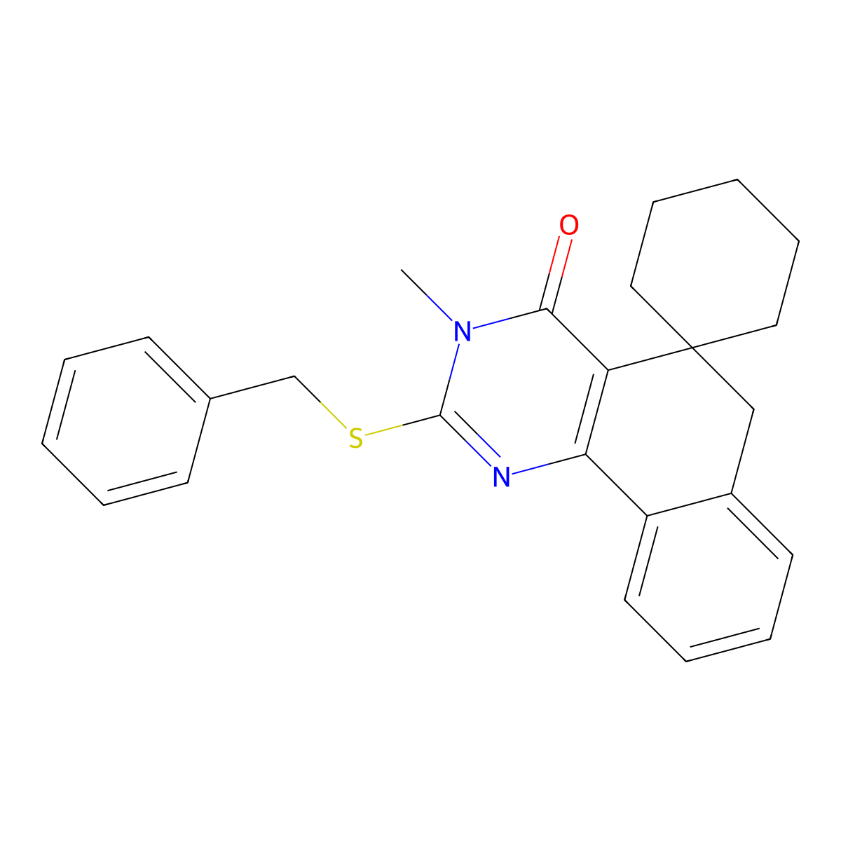 Spiro(benzo(h)quinazoline-5(3H),1'-cyclohexan)-4(6H)-one, 3-methyl-2-((phenylmethyl)thio)- molecular structure, CAS 172984-38-2