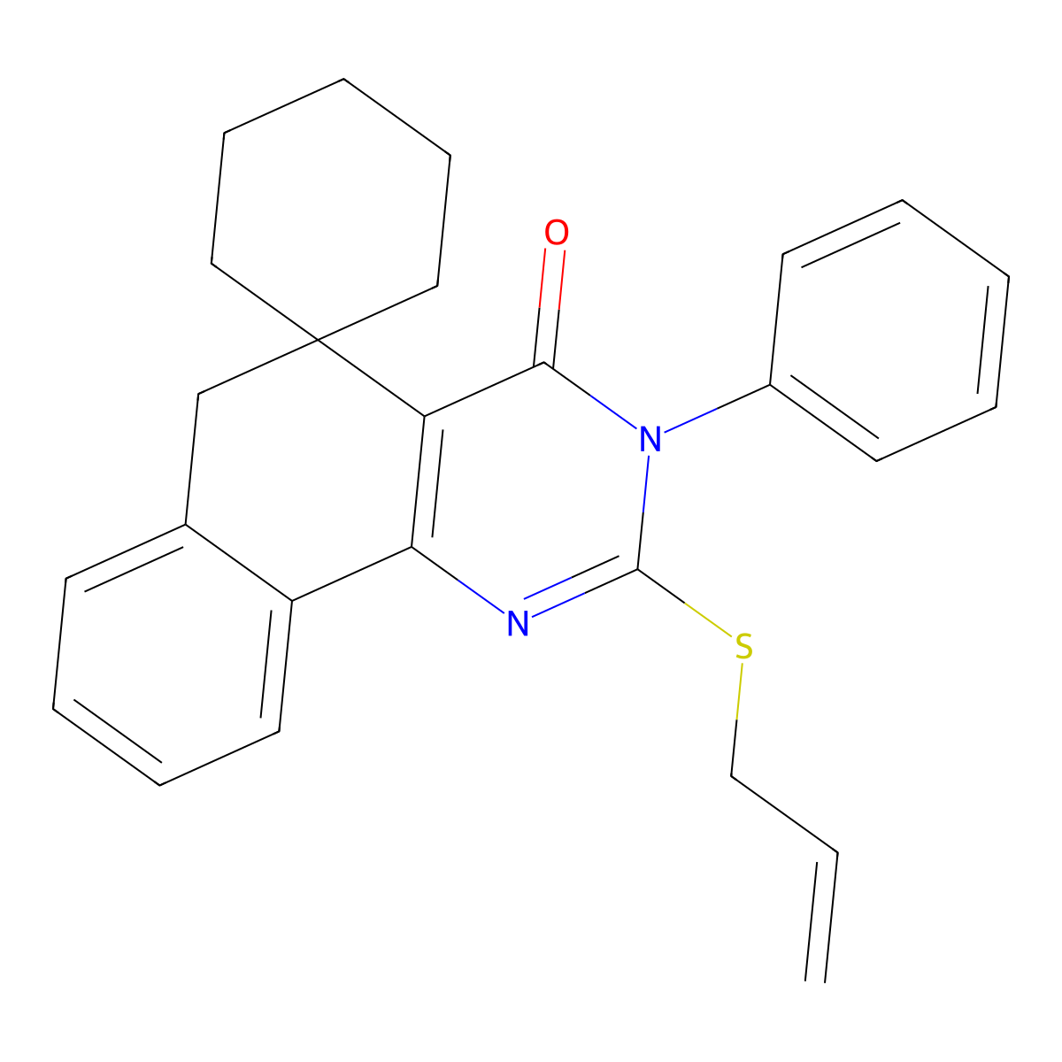 Spiro(benzo(h)quinazoline-5(3H),1'-cyclohexan)-4(6H)-one, 3-phenyl-2-(2-propenylthio)- molecular structure, CAS 172984-41-7