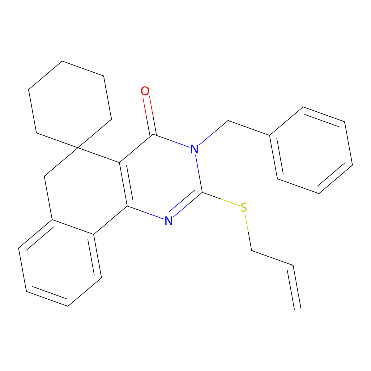 Spiro(benzo(h)quinazoline-5(3H),1'-cyclohexan)-4(6H)-one, 3-(phenylmethyl)-2-(2-propenylthio)- molecular structure, CAS 172984-45-1