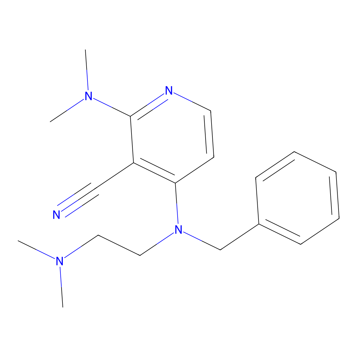 4-[Benzyl-[2-(dimethylamino)ethyl]amino]-2-(dimethylamino)pyridine-3-carbonitrile molecular structure, CAS 172984-77-9